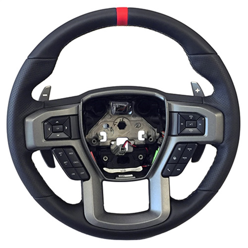 Ford F-150 Steering Wheel Kit - Ford Racing - Raptor Style - Black with Red Sightline - `15-`18 Ford F-150 Steering Wheel Kit - Ford Racing - Raptor Style - Black with Red Sightline - `15-`18